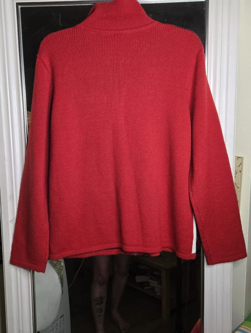 ​Vintage Red, Black, Grey & White Colorblock Zip-Up Sweater